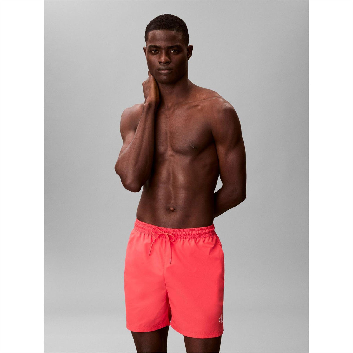 Red - Back - Calvin Klein Mens Logo Swim Shorts