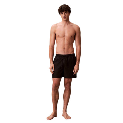 Black - Pack Shot - Calvin Klein Mens Logo Swim Shorts