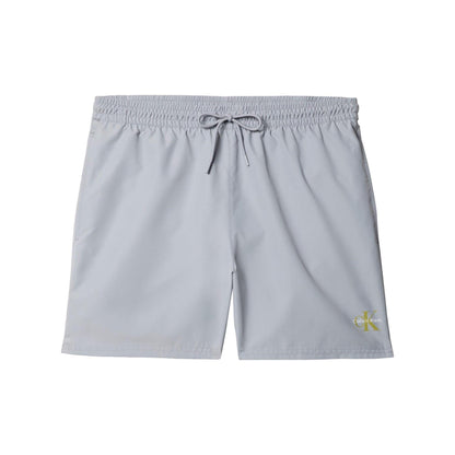Misty Grey - Front - Calvin Klein Mens Logo Swim Shorts