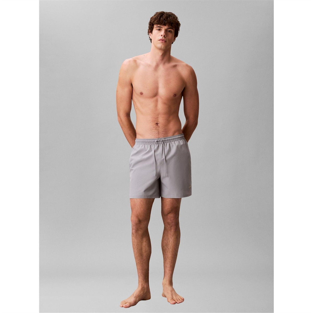 Misty Grey - Back - Calvin Klein Mens Logo Swim Shorts