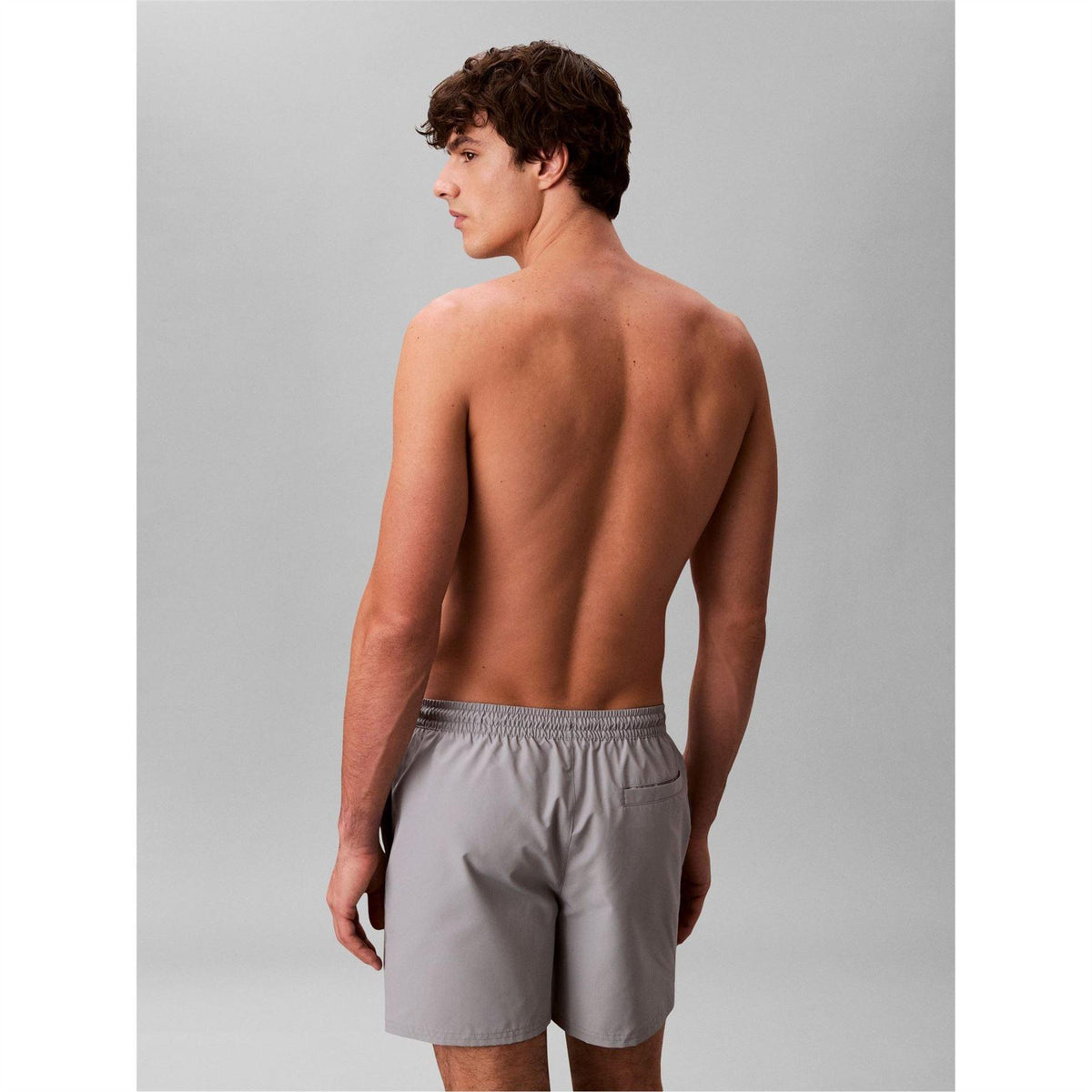 Misty Grey - Pack Shot - Calvin Klein Mens Logo Swim Shorts