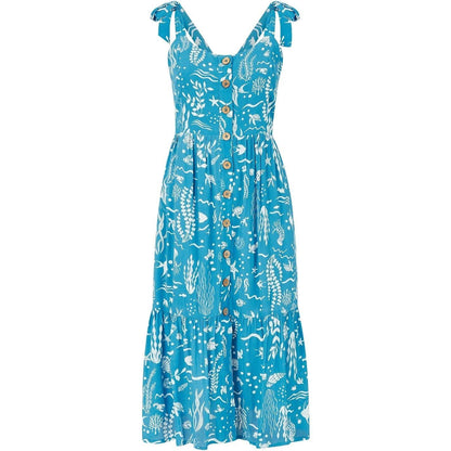 Blue - Front - Yumi Womens-Ladies Sealife Scoop Neck Sleeveless Slip Dress