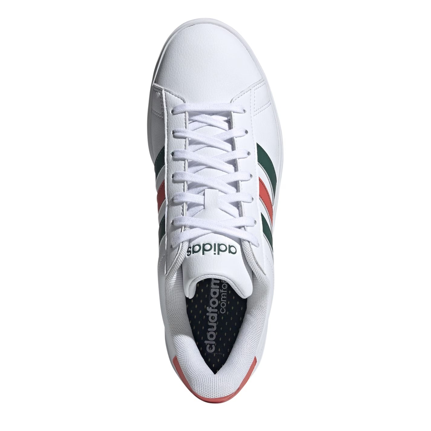 White-Green - Pack Shot - Adidas Womens-Ladies Grand Court 2.0 Stripes Trainers