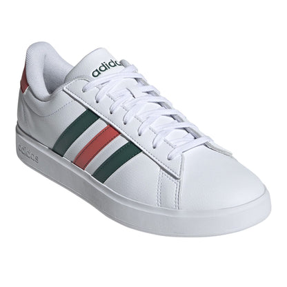 White-Green - Close up - Adidas Womens-Ladies Grand Court 2.0 Stripes Trainers