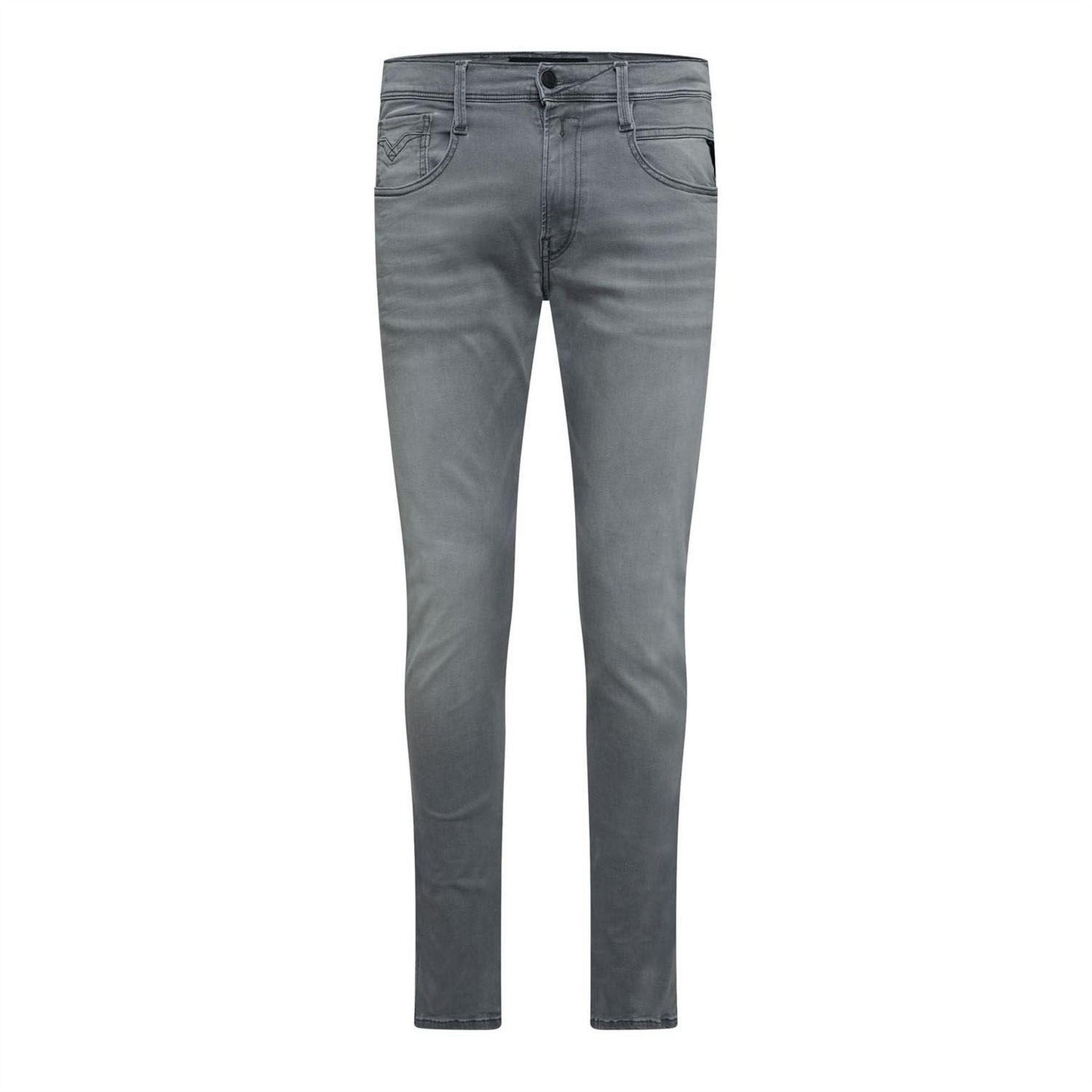 Grey - Front - Replay Mens Anbass Cotton Blend Slim Jeans