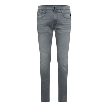 Grey - Front - Replay Mens Anbass Cotton Blend Slim Jeans