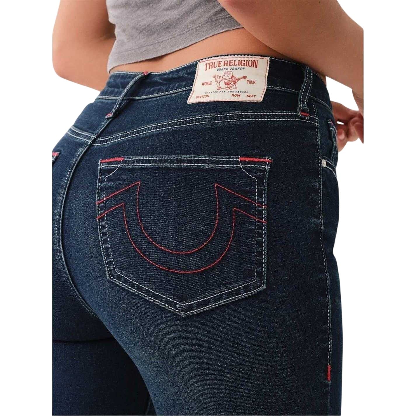 Dark Blue - Side - True Religion Womens-Ladies High Rise Skinny Jeans
