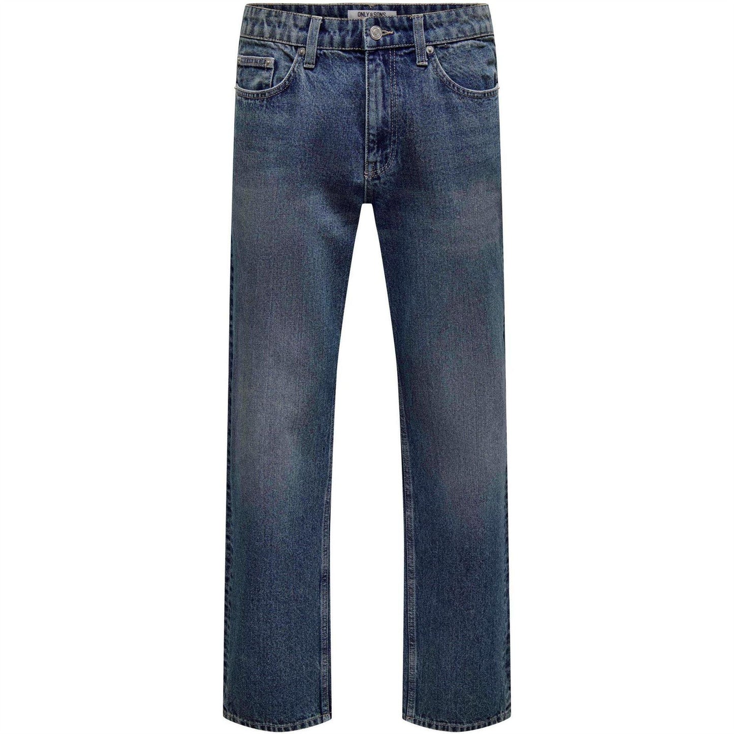 Dark Blue - Front - Only and Sons Mens Denim Straight Jeans