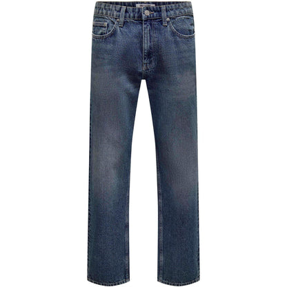 Dark Blue - Front - Only and Sons Mens Denim Straight Jeans