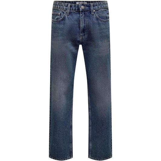 Dark Blue - Front - Only and Sons Mens Denim Straight Jeans