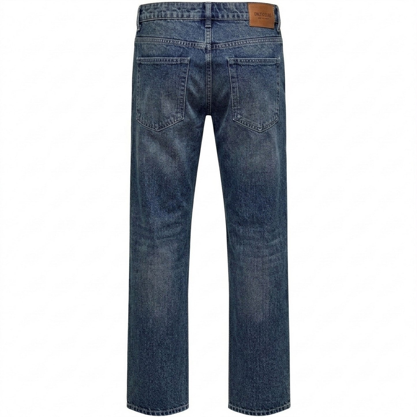 Dark Blue - Back - Only and Sons Mens Denim Straight Jeans