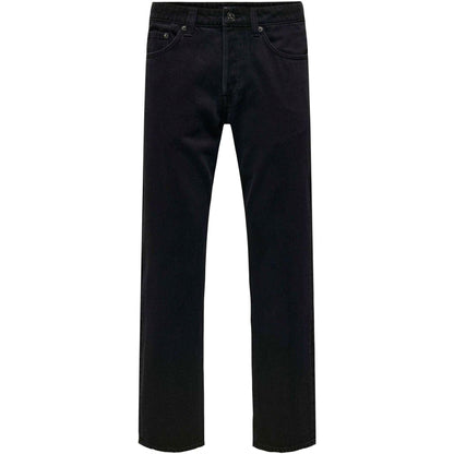 Black - Front - Only and Sons Mens Denim Straight Jeans