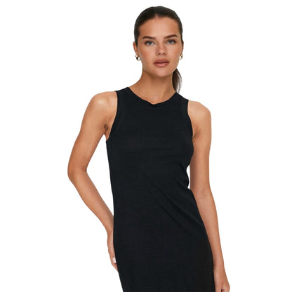 Black - Side - Only Womens-Ladies May Life Logo Crew Neck Sleeveless Maxi Dress