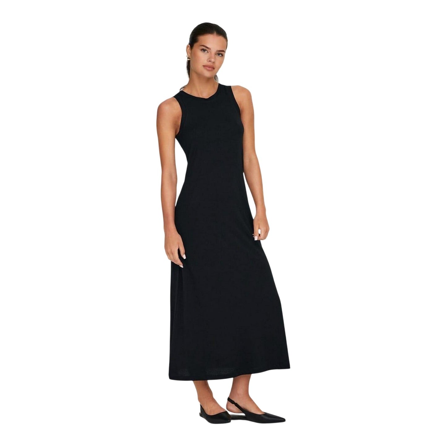 Black - Lifestyle - Only Womens-Ladies May Life Logo Crew Neck Sleeveless Maxi Dress