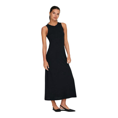 Black - Lifestyle - Only Womens-Ladies May Life Logo Crew Neck Sleeveless Maxi Dress