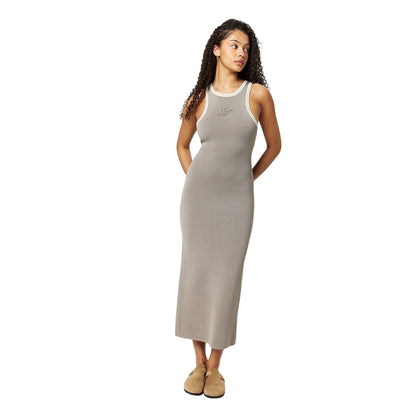 Taupe - Lifestyle - Jack Wills Womens-Ladies Ribbed Crew Neck Slim Maxi Dress