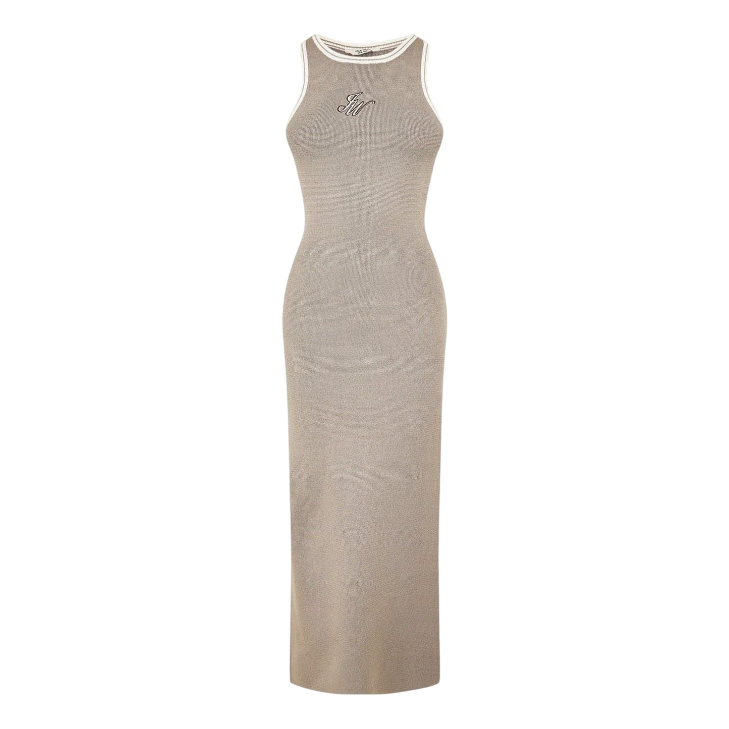 Taupe - Front - Jack Wills Womens-Ladies Ribbed Crew Neck Slim Maxi Dress