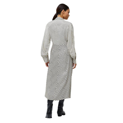 Black-Cream - Back - French Connection Womens-Ladies Candice Striped V Neck Midi Dress