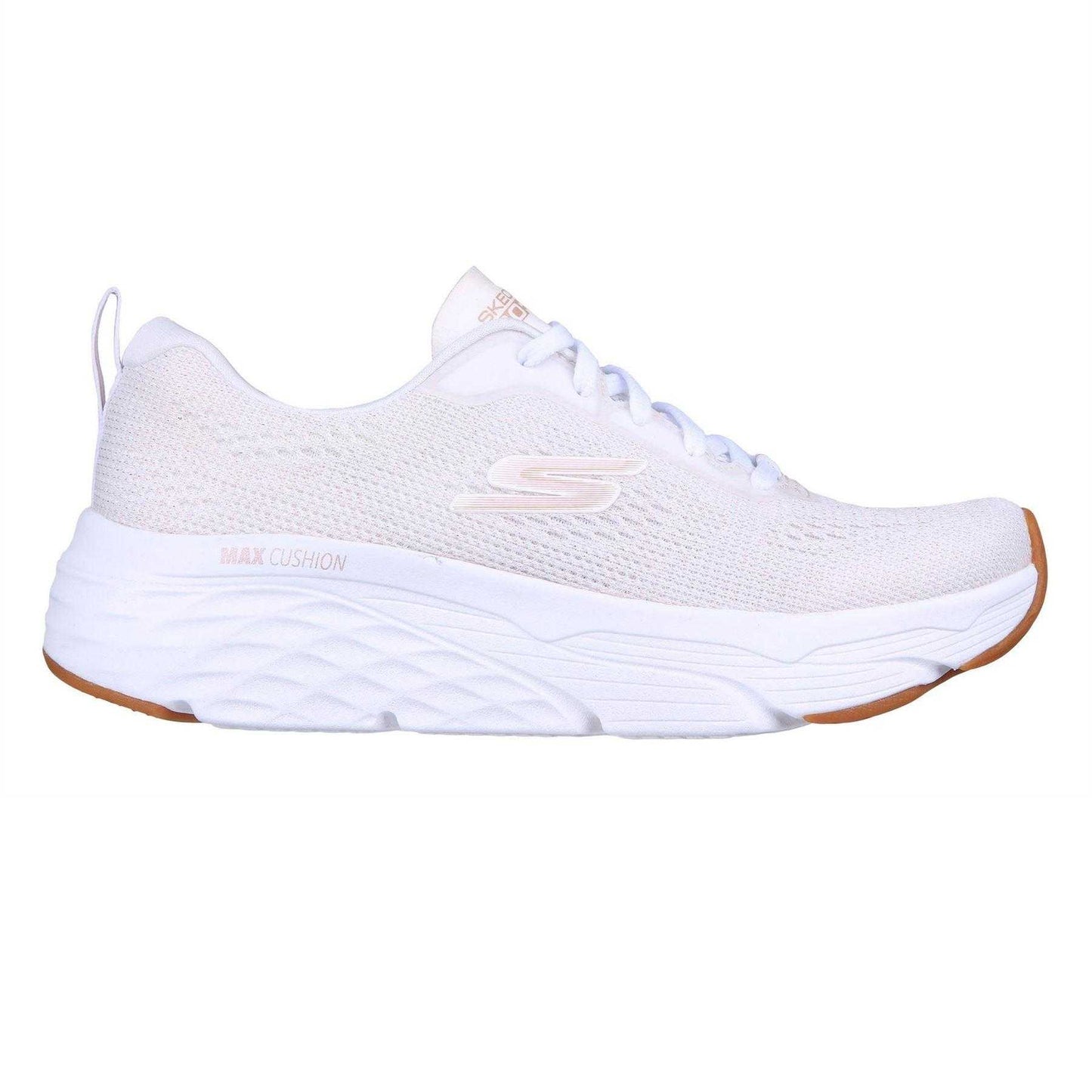 White-Rose Gold - Front - Skechers Womens-Ladies Max Cushioning Elite Trainers