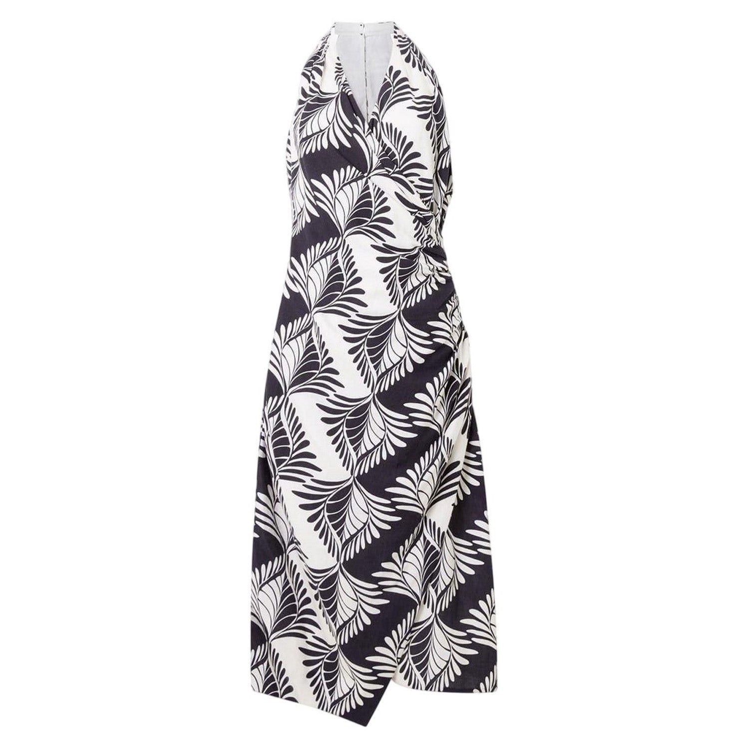 Black-Cream - Front - French Connection Womens-Ladies Ariette Leaf Print Halter Neck Wrap Dress