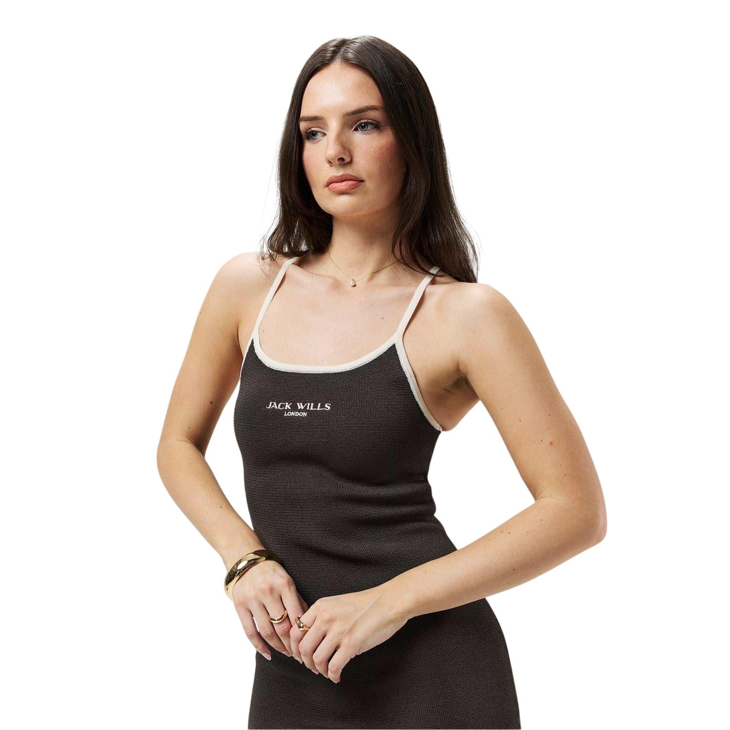 Brown - Lifestyle - Jack Wills Womens-Ladies Lettering Sleeveless Slip Dress