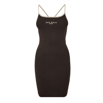 Brown - Front - Jack Wills Womens-Ladies Lettering Sleeveless Slip Dress