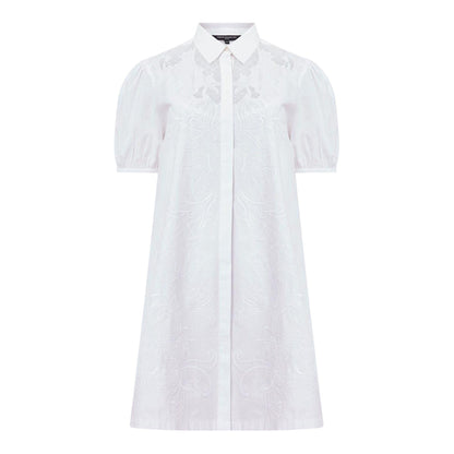 White - Front - French Connection Womens-Ladies Cambria Broderie Shirt Dress