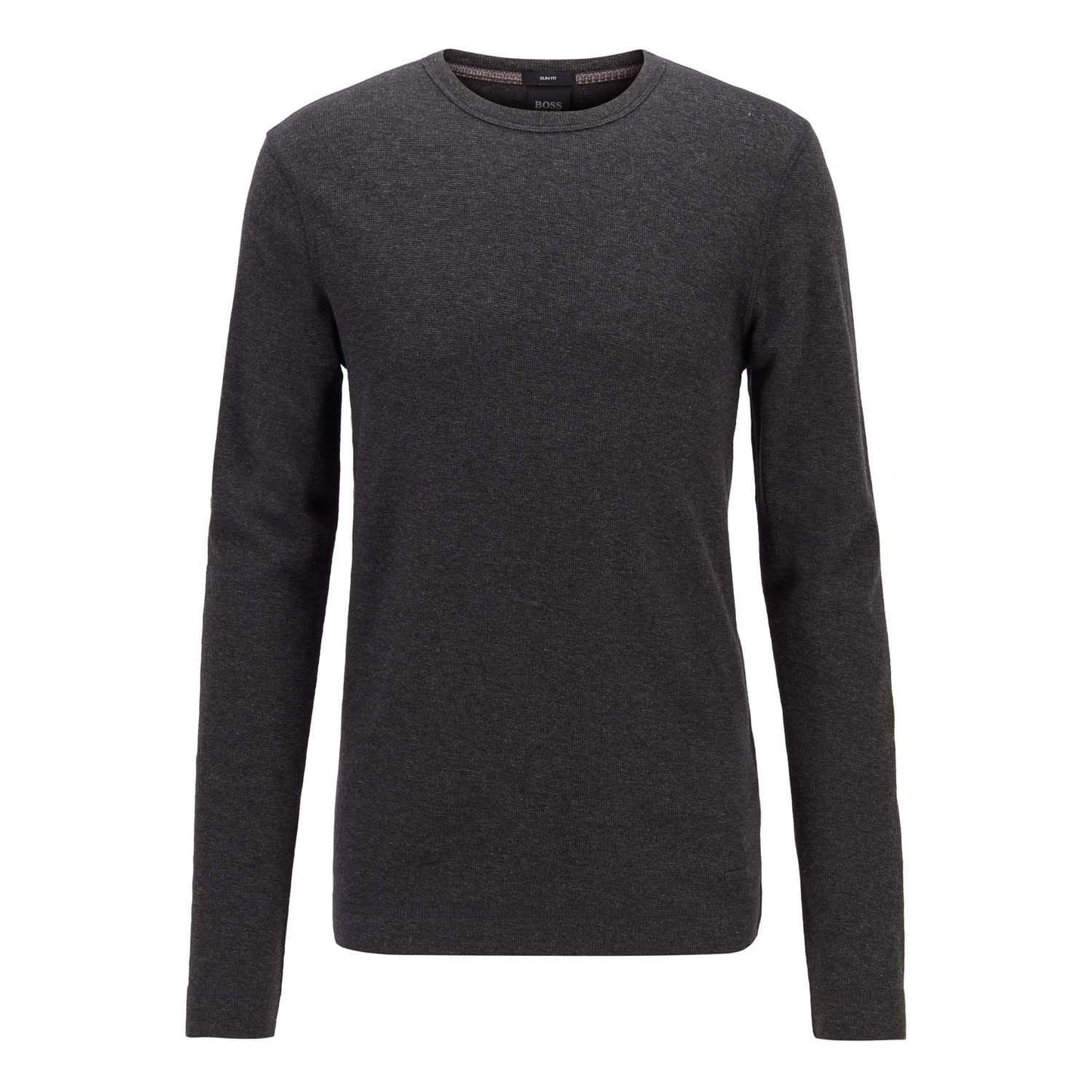 Black Heather - Front - Boss Mens Tempest Long-Sleeved T-Shirt
