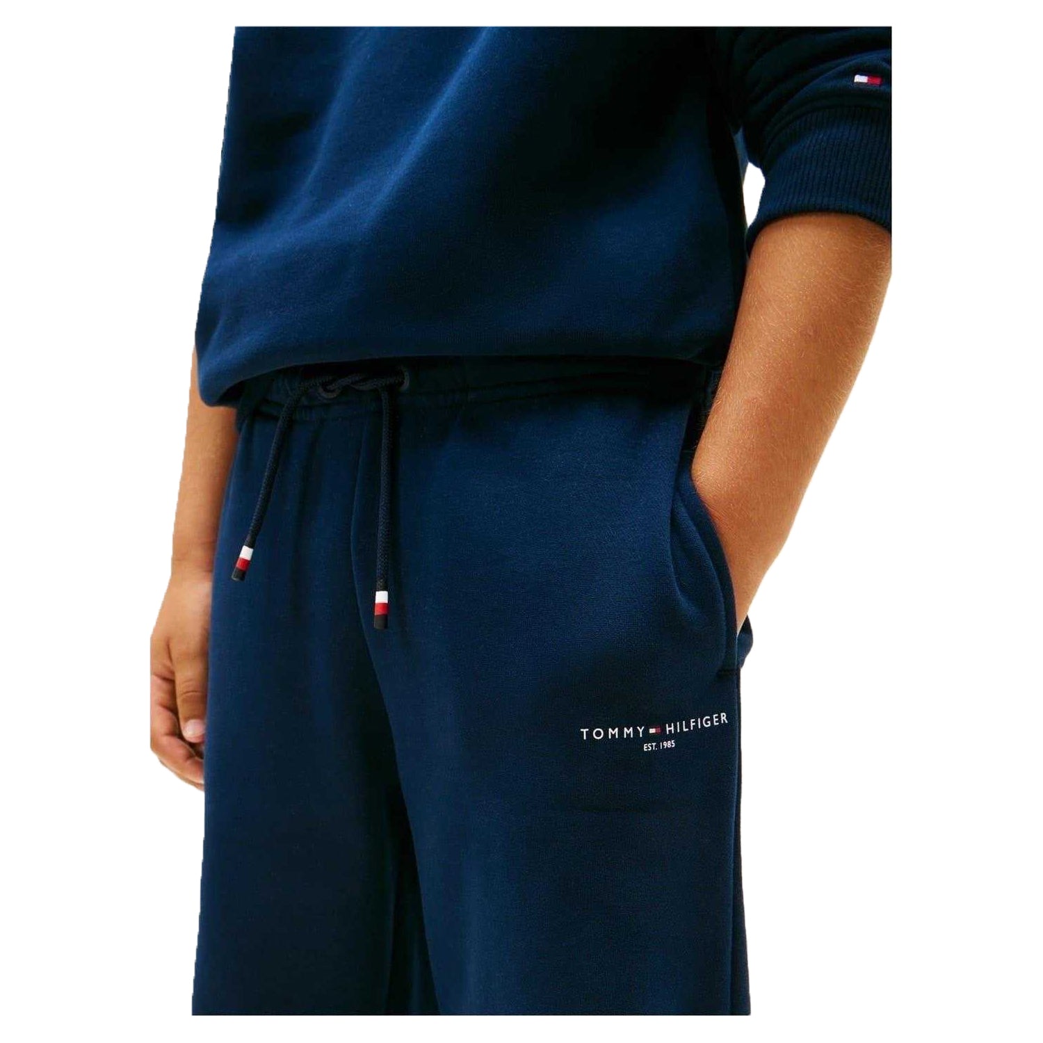 Navy - Back - Tommy Hilfiger Childrens-Kids Crew Neck Long-Sleeved Co-ord Set