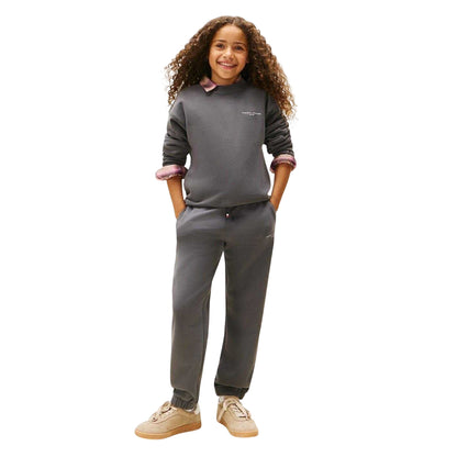 Washed Black - Front - Tommy Hilfiger Childrens-Kids Crew Neck Long-Sleeved Co-ord Set