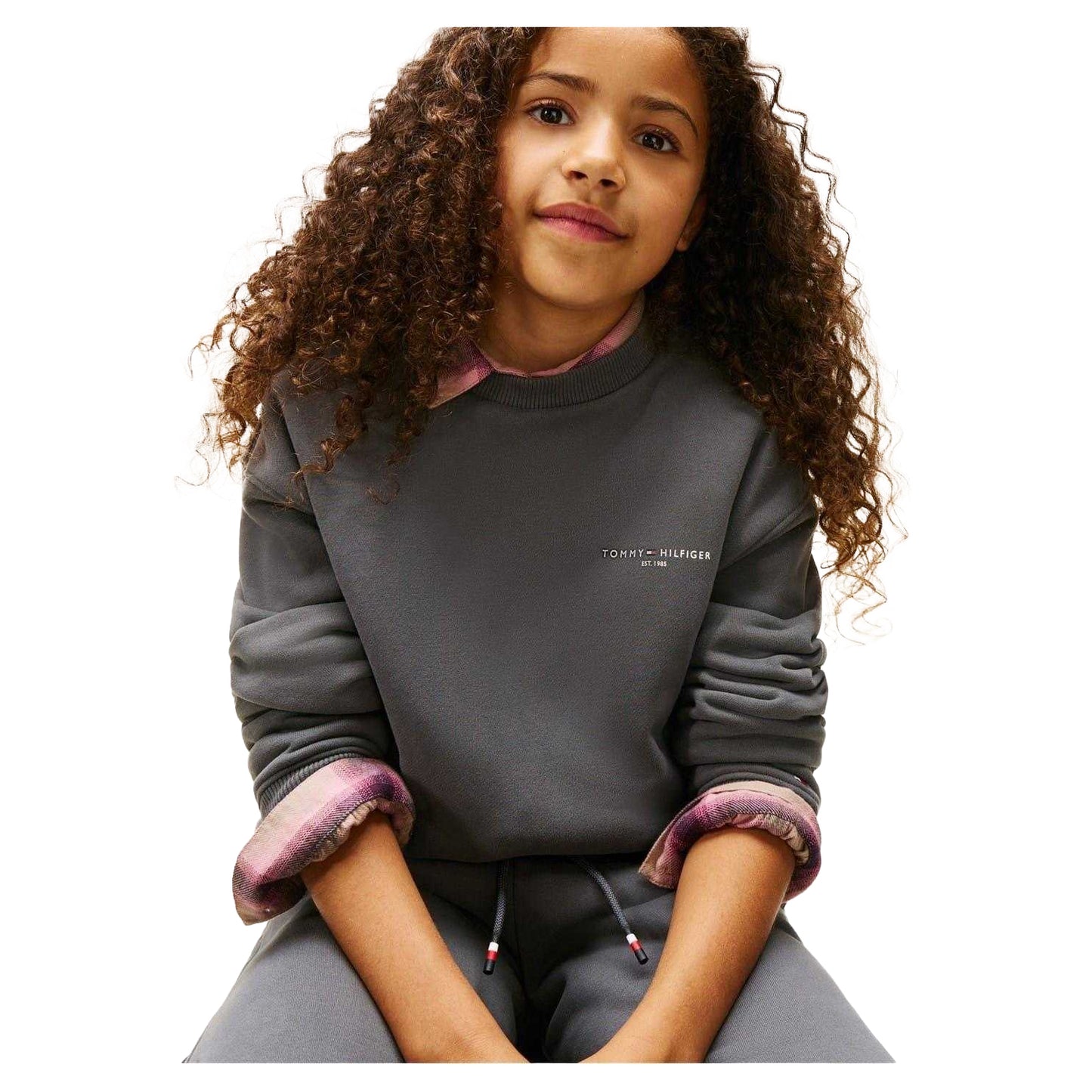Washed Black - Side - Tommy Hilfiger Childrens-Kids Crew Neck Long-Sleeved Co-ord Set
