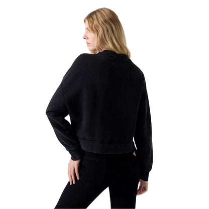 Jet Black - Back - Guess Womens-Ladies Embroidered Logo Crew Neck Sweatshirt
