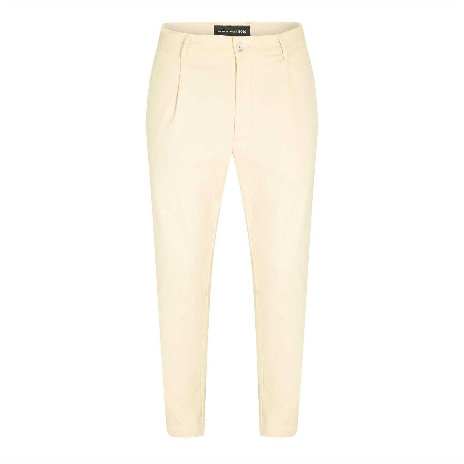 White - Front - Boss Mens Kane-PL Plain Straight Leg Trousers