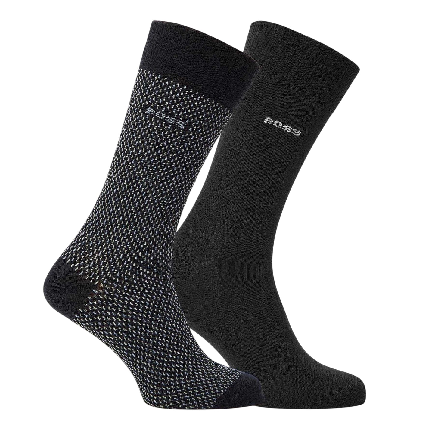Black - Front - Boss Mens Logo Trainer Socks (Pack of 2)