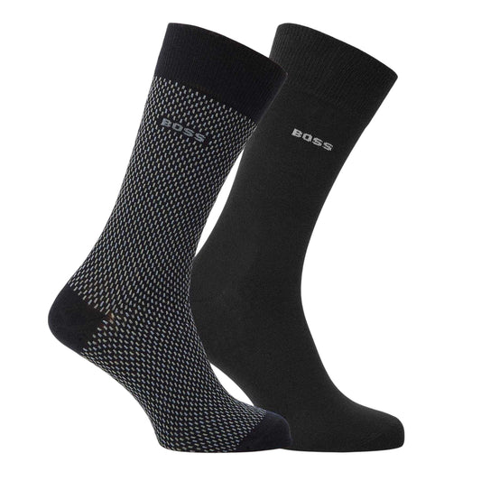Black - Front - Boss Mens Logo Trainer Socks (Pack of 2)