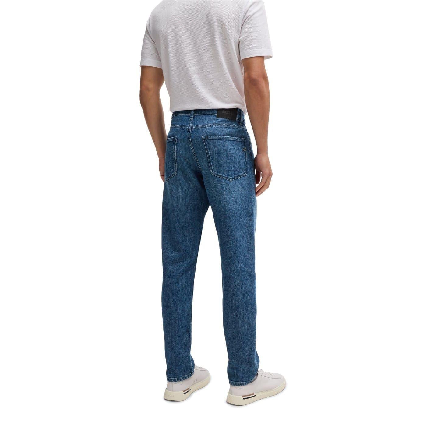 Turquoise - Back - Boss Mens Denim Plain Mid Rise Jeans