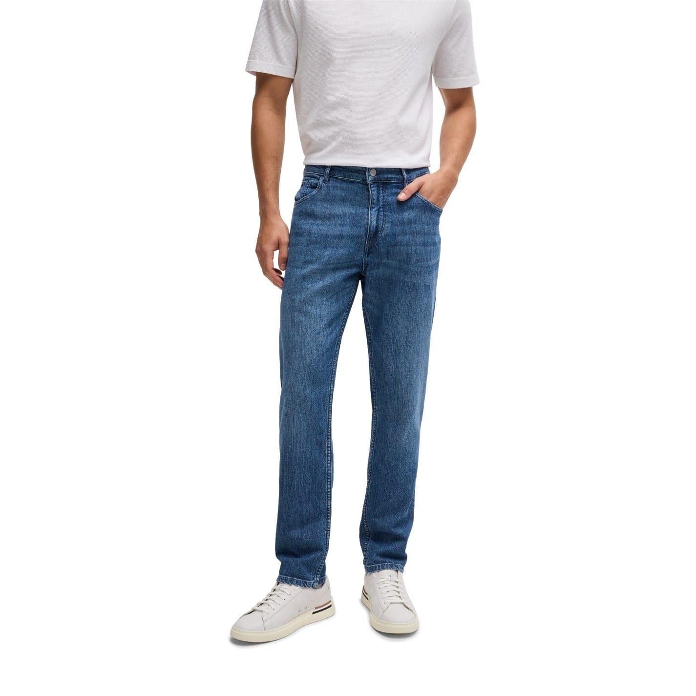 Turquoise - Lifestyle - Boss Mens Denim Plain Mid Rise Jeans