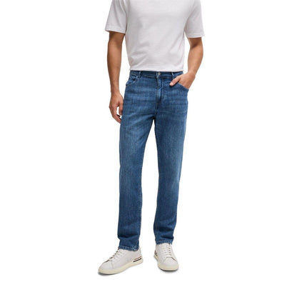 Turquoise - Lifestyle - Boss Mens Denim Plain Mid Rise Jeans