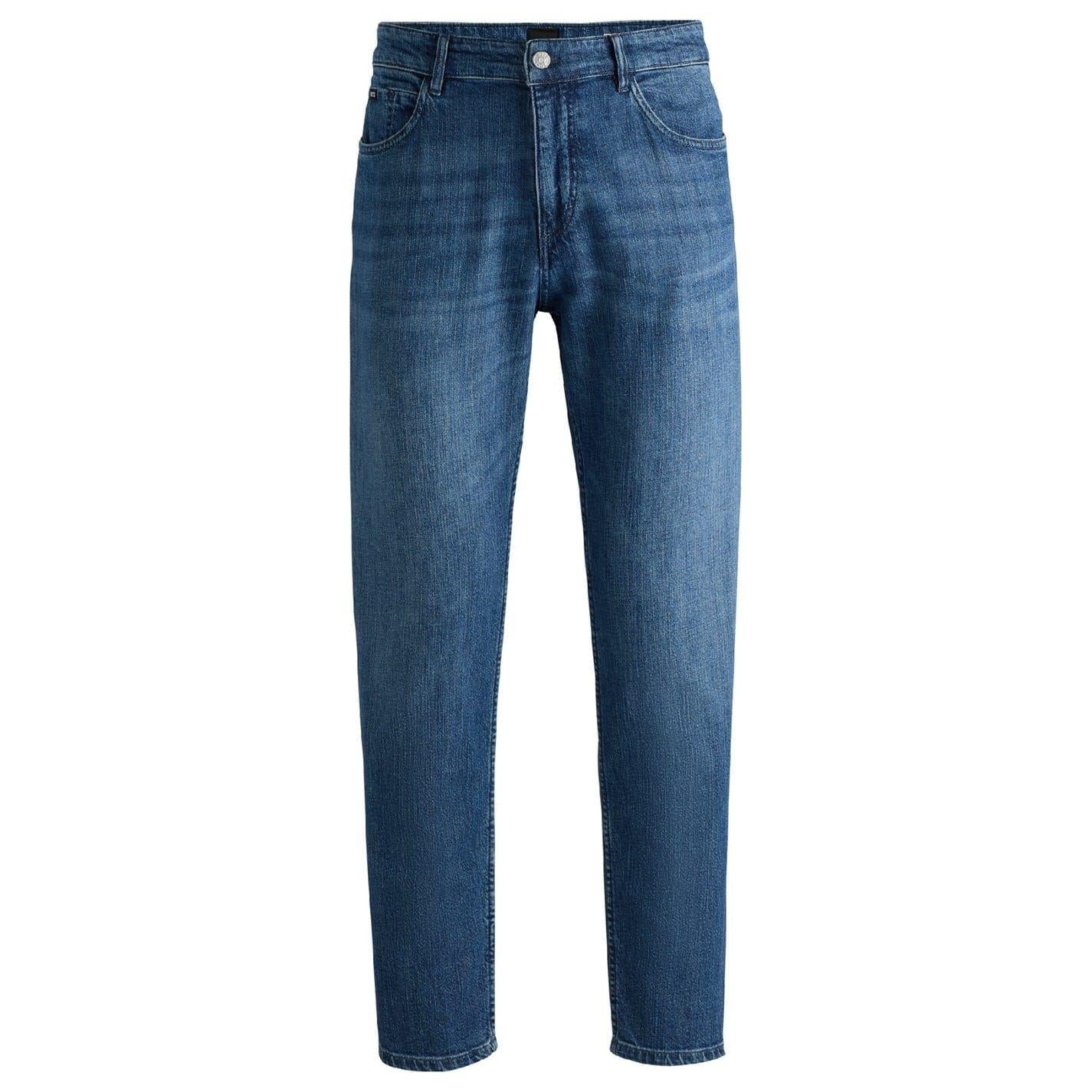 Turquoise - Front - Boss Mens Denim Plain Mid Rise Jeans