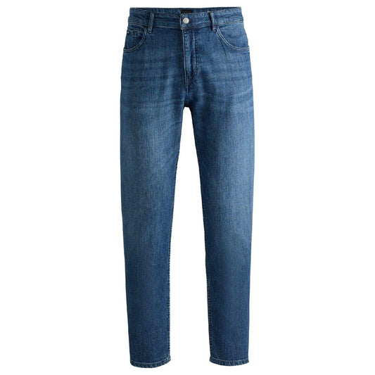 Turquoise - Front - Boss Mens Denim Plain Mid Rise Jeans