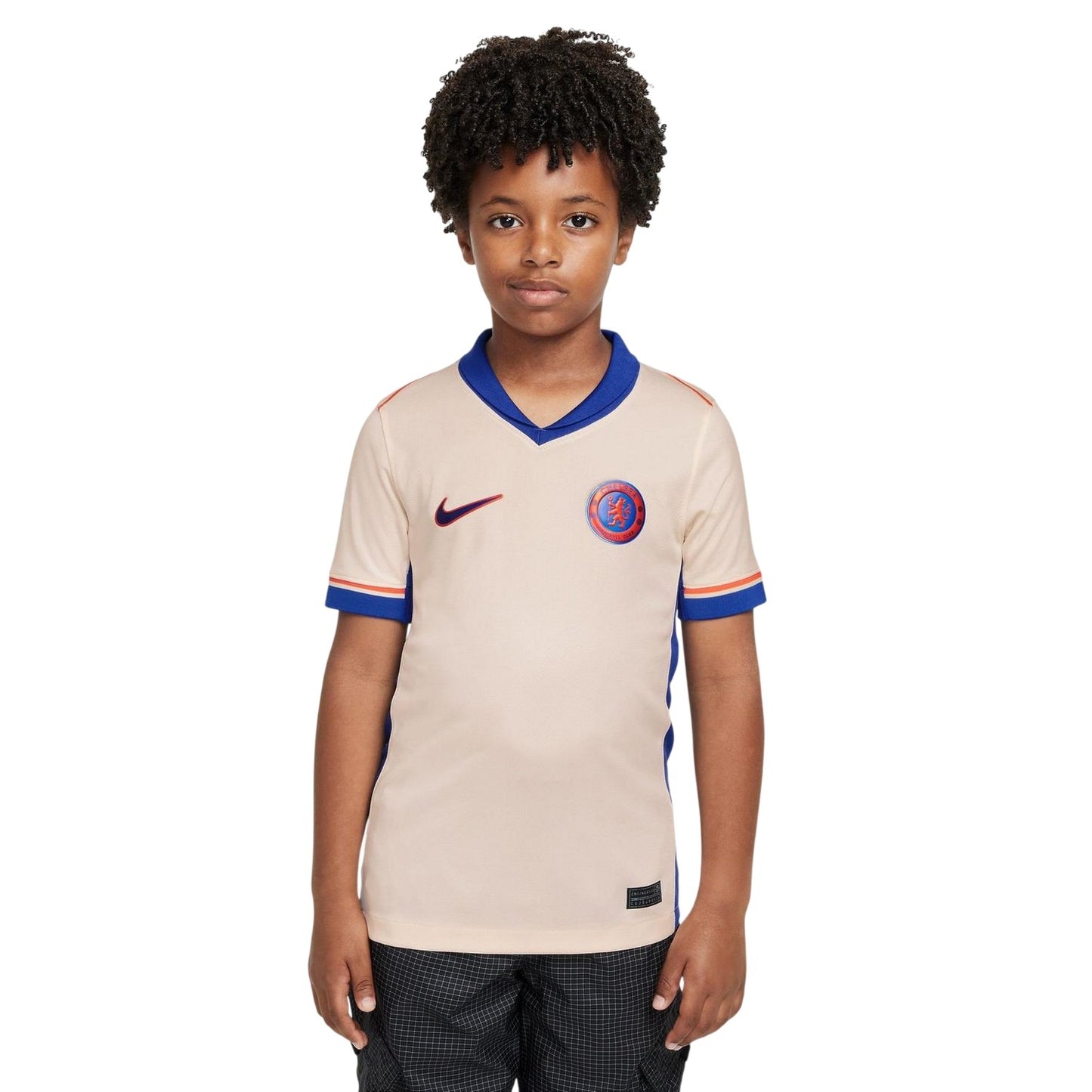 Cream-Orange - Side - Nike Childrens-Kids 24-25 Chelsea FC Away Shirt