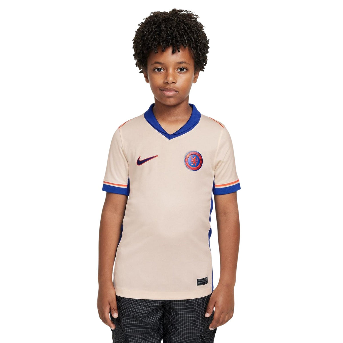 Cream-Orange - Side - Nike Childrens-Kids 24-25 Chelsea FC Away Shirt
