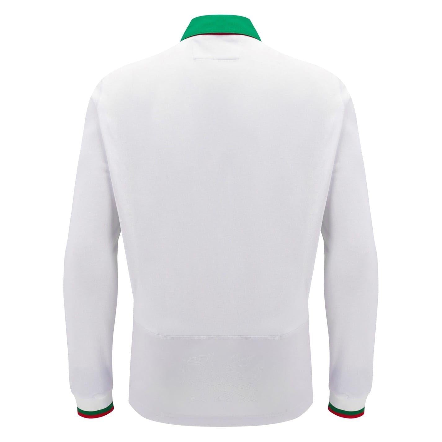 White-Green - Back - Macron Mens 24-25 Welsh Rugby Union Long-Sleeved Rugby Shirt