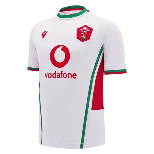 White-Green - Front - Macron Mens 24-25 Welsh Rugby Union Away Shirt