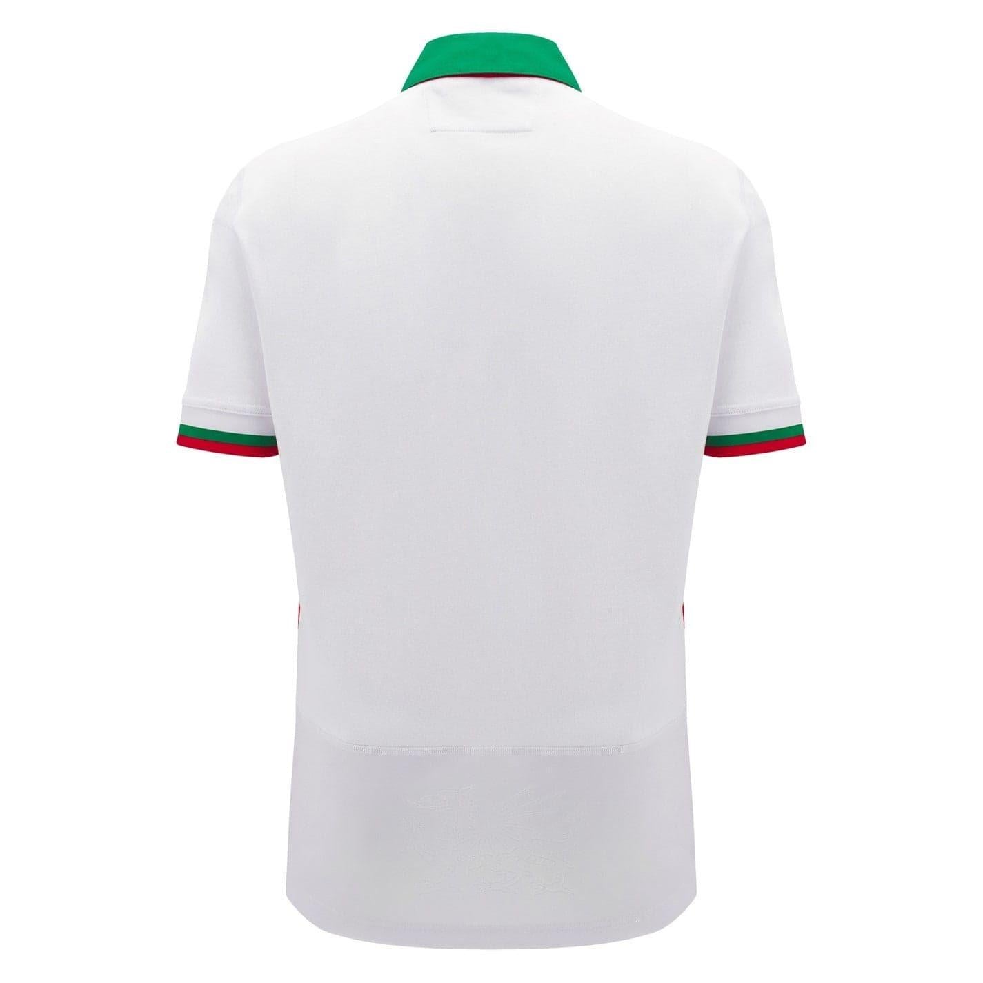 White-Green - Back - Macron Mens 24-25 Welsh Rugby Union Rugby Shirt