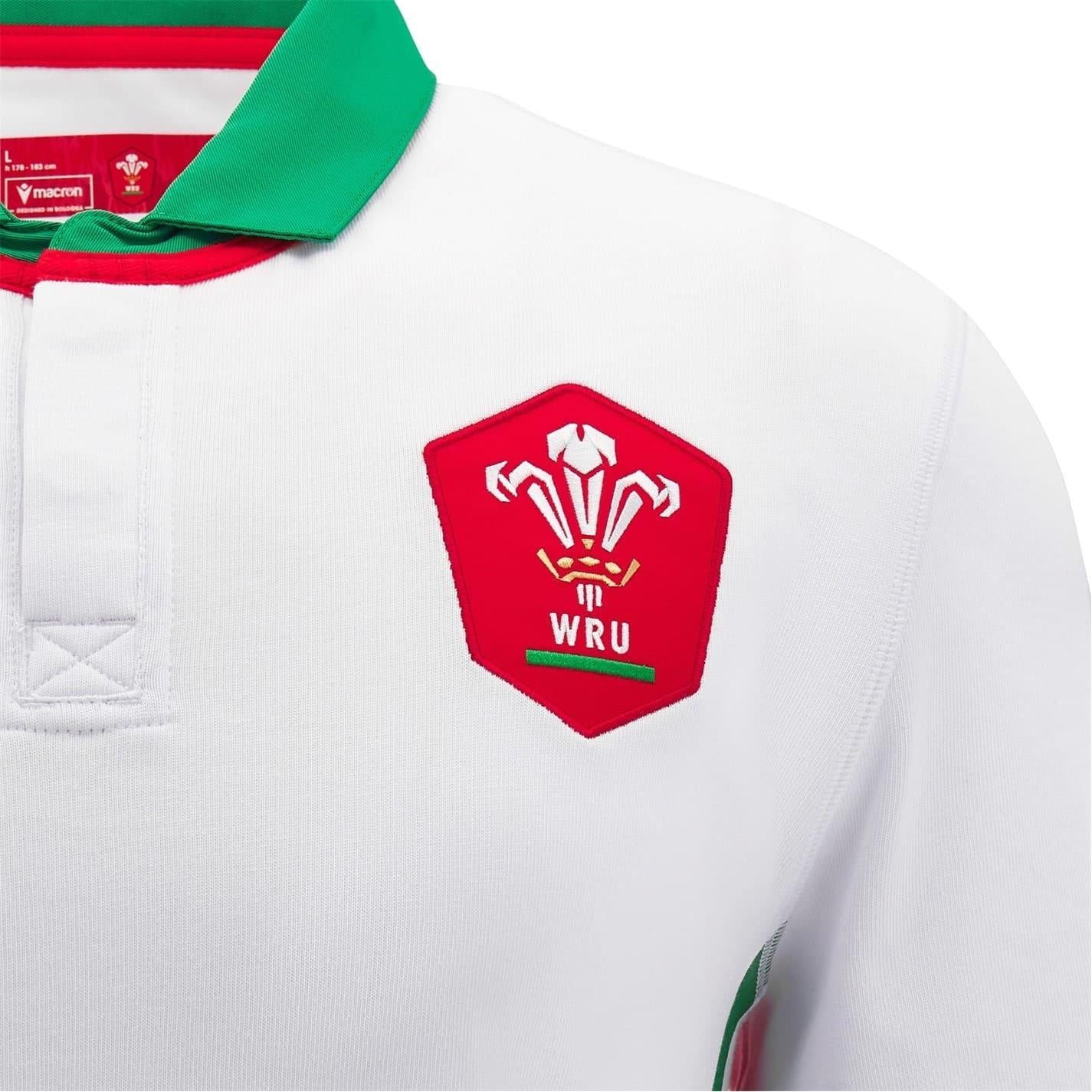 White-Green - Side - Macron Mens 24-25 Welsh Rugby Union Rugby Shirt