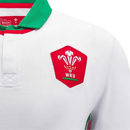 White-Green - Side - Macron Mens 24-25 Welsh Rugby Union Rugby Shirt