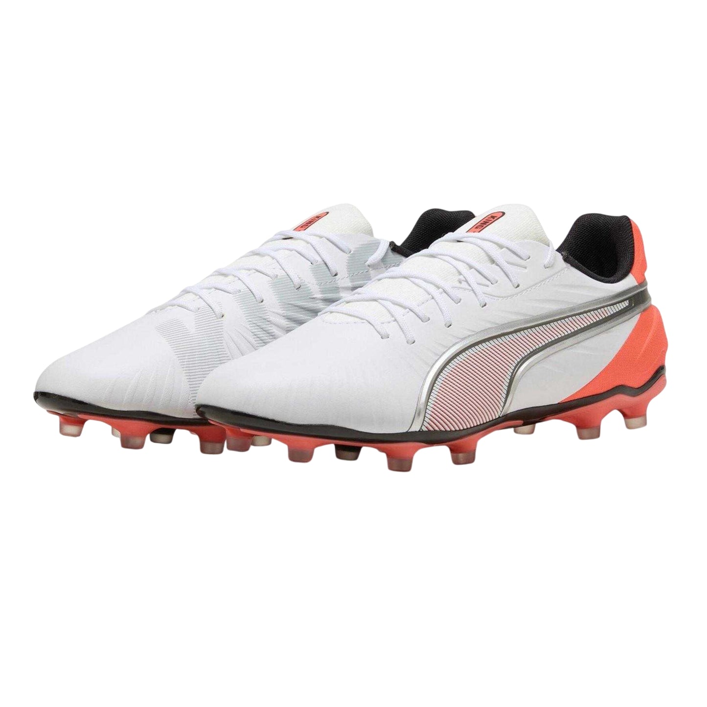White-Red - Close up - Puma Mens King Match Firm Ground Football Boots