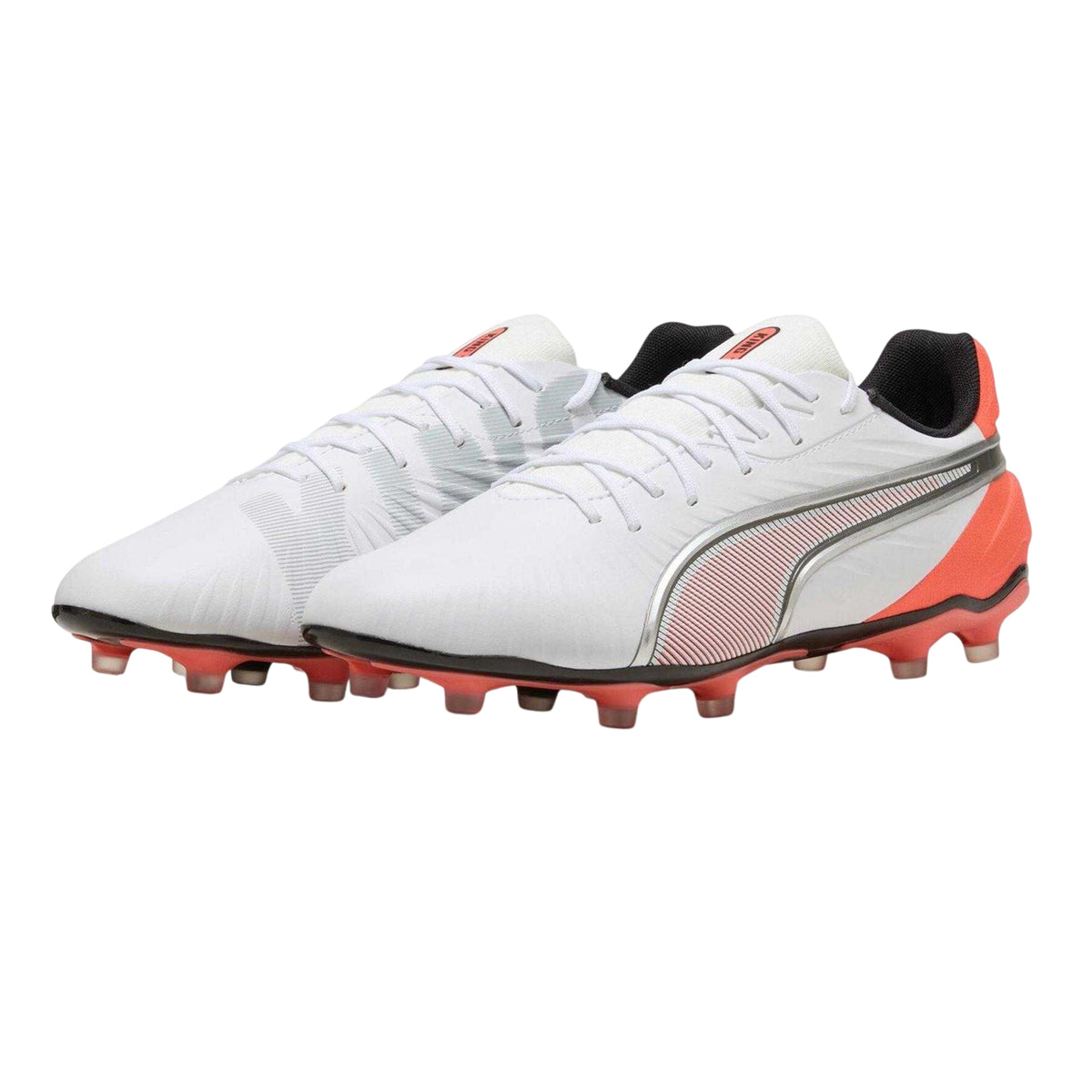 White-Red - Close up - Puma Mens King Match Firm Ground Football Boots