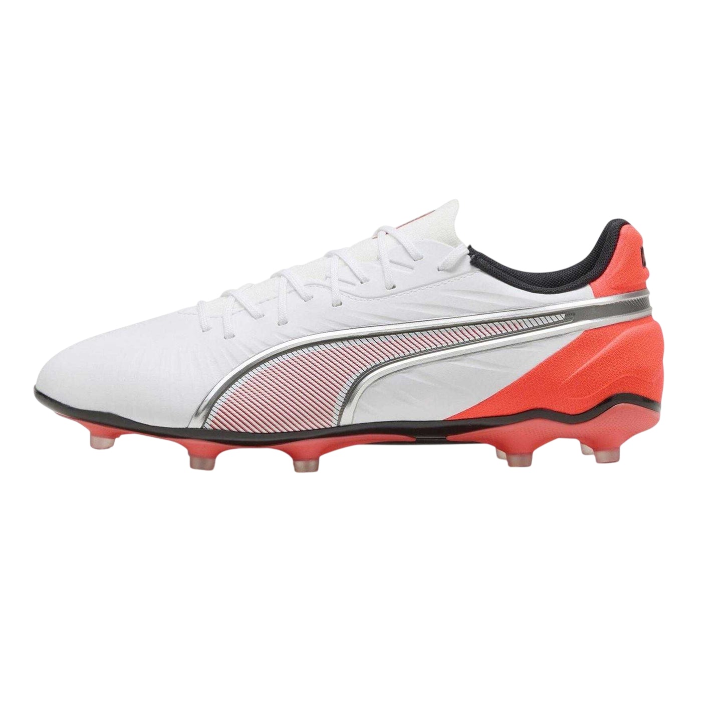 White-Red - Side - Puma Mens King Match Firm Ground Football Boots